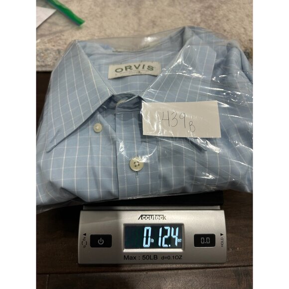 Orvis Check Plaid Long Sleeve Button Front Shirt Blue White Sz XXL Formal Office - Picture 9 of 9